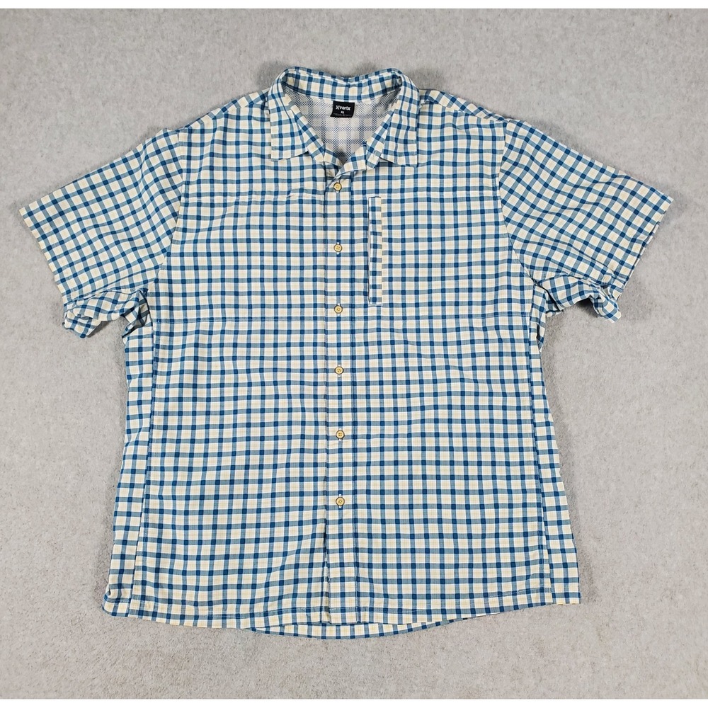 Vertx Shirt Men's XL Tactical Short Sleeve Snap Button Plaid Blue Beige White